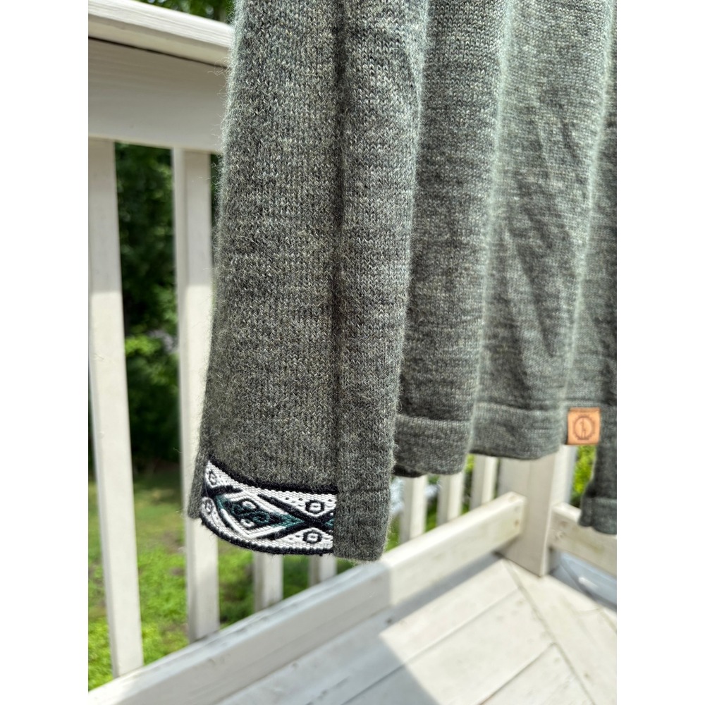 Paka Mens Crewneck Sweater Medium Green Royal Alpaca Knit Sustainable Peru - Picture 5 of 11